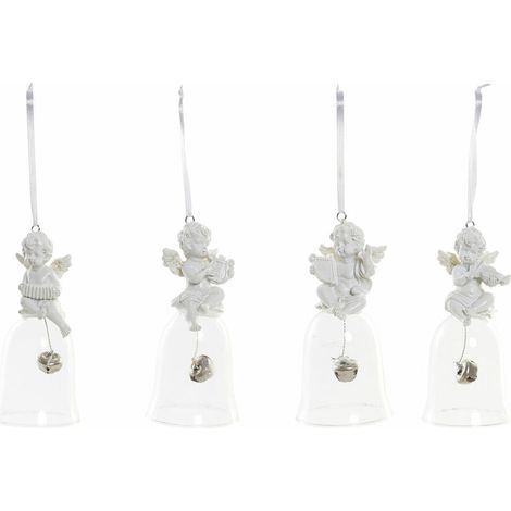 Décorations de Noël DKD Home Decor Résine Verre Ange (4 pcs) (5 x 5 x 10.5 cm)