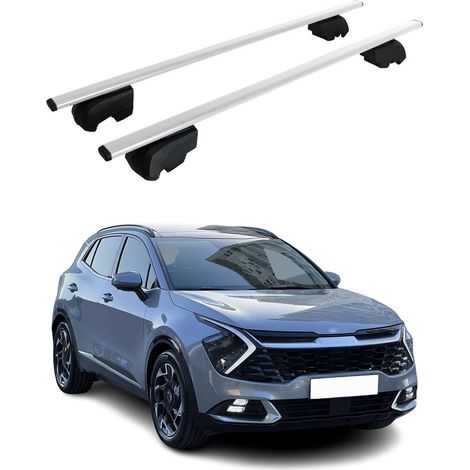 OMAC Dachtrager Quertrager für Kia Sportage mk5 NQ5 2023-2026 – City Crash getestet – ISO PAS 11154:2006 – Abschliessbar – Max 75 kg – 2 Stangen Stahl Silber (1/5)