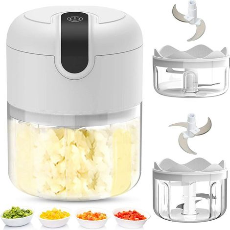 Mini hachoir à ail électrique - Petit robot culinaire portable sans fil avec hachoir à ail, étanche et rechargeable par USB, adapté (1/4)