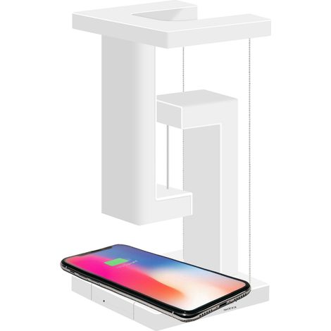 Lámpara de escritorio con cargador inalámbrico de 10 W y puerto USB, regulable mediante tacto, de ABS blanco, 12 × 12 × 24,8 cm, iluminación LED de bajo consumo para trabajar y leer. (1/5)