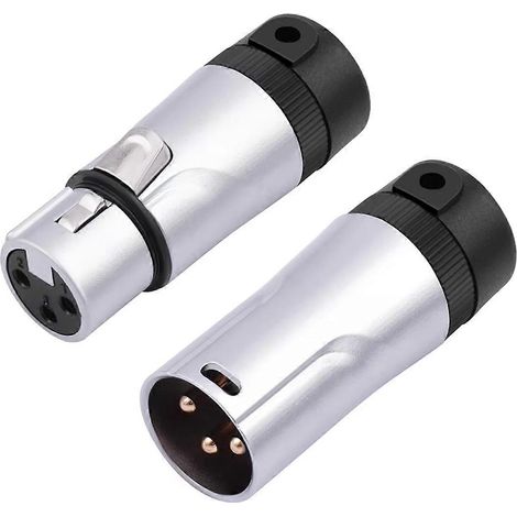 Adaptateur de microphone XLR compact mâle/femelle à souder, coudé à 90°, 3 broches. (1/4)