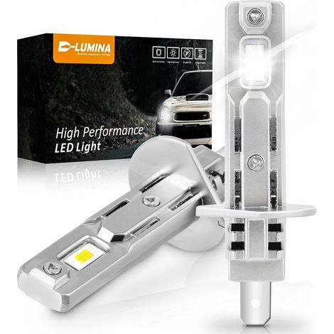 Ampoule H1 LED Canbus,100W 16000LM 6500K Puce CSP Super Lumineux éblouissants et feux de croisement,1:1 Design de rechange Lampe halogène non polarité,Plug and Play (1/5)