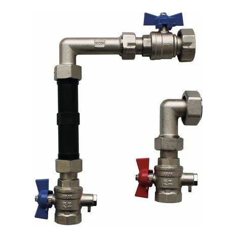 SCHÜTZ Set de instalación para contador de calor niquelado, 3/4", montaje vertical, 5006582