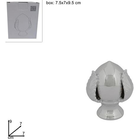 Pomo Decorativo Casa in Ceramica Silver 9 x 7 cm (1/2)