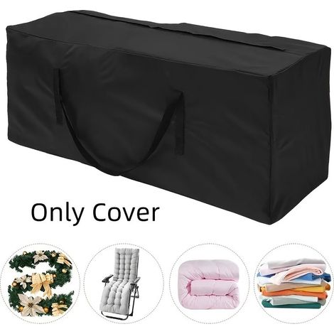 Sac à coussin de jardin, porte-coussin extérieur Oxford imperméable, sac à coussin noir avec poignées - 116 47 51 cm (1/5)