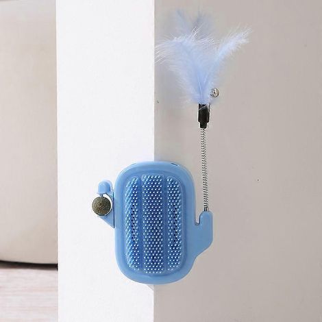 3-in-1 Wandbürste für Katzen mit Kratzbaum, Katzenminzeball und Federspielzeug. Kaktusförmige Wandbürste, geeignet für Wohnungskatzen. Ideal für Massage und Krallenwetzen. (1/5)