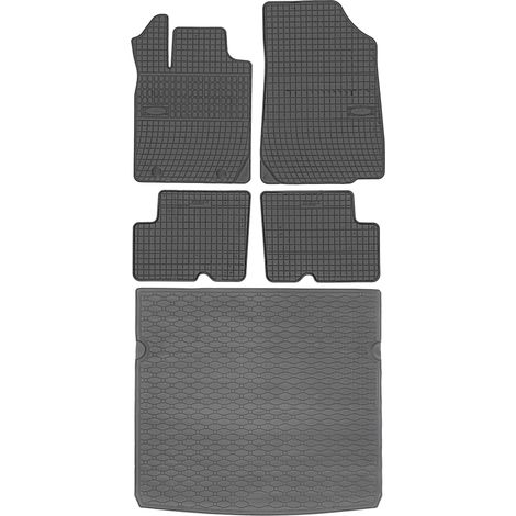 Ensemble de tapis de sol en caoutchouc + tapis de coffre pour Dacia Duster I SUV (2010-2013).