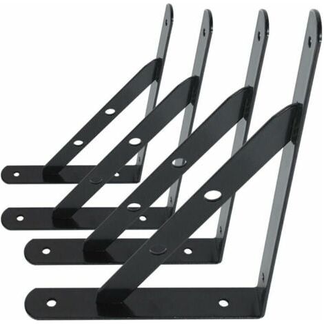 Staffe per mensole da parete, 4 confezioni di staffe per mensole, staffe triangolari a 90 gradi in metallo resistente, telaio galleggiante, nero 13Thirteen, INHHUB (1/3)