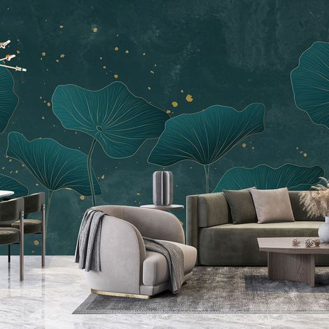 Papier peint panoramique - Feuilles tropicales - 130 cm x 55 cm (1/4)