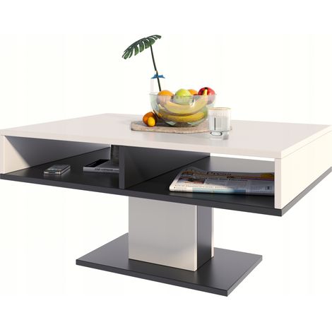 Table Basse INES Blanc-noir - Table de salon Style contemporain - 100 x 50 x 50 cm (1/5)