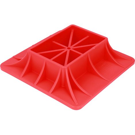 Cale de levage tout-terrain robuste rouge, plaque de soutien en nylon anti-fracture pour sable, boue, herbe et sol meuble - support de cric hors route, base renforcée (1/5)
