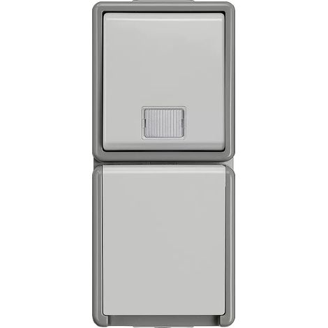 Siemens DELTA fläche IP44 AP Kombi aus Taster und SCHUKO-Steckdose, senkrecht, 5TD4811 (1/2)