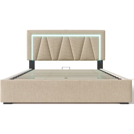Con funzione di ricarica USB tipo C e illuminazione a LED, letto matrimoniale junior 140x200 (senza materasso) (1/5)