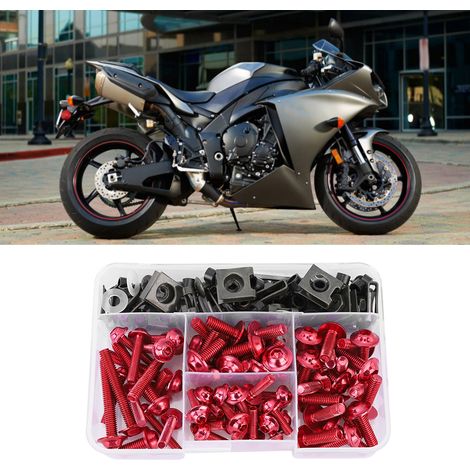 Kit de 177 vis de carénage universelles M5 et M6 pour motos sportives Yamaha (rouge) (1/5)
