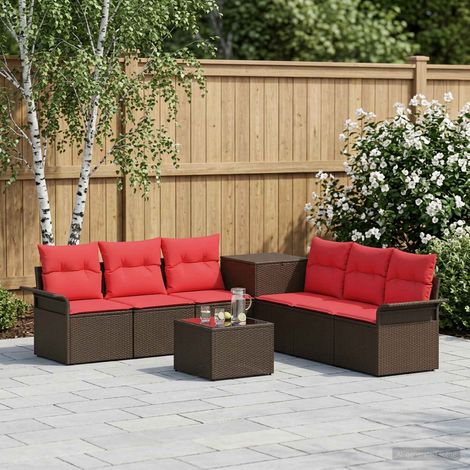 vidaXL Ensemble de Canapés 8 pc Marron et rouge (1/5)