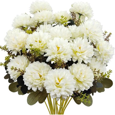 2 chrysanthèmes artificiels, 9 chrysanthèmes dans un petit bouquet, adaptés à la décoration de la maison et aux bouquets de mariage (1/5)