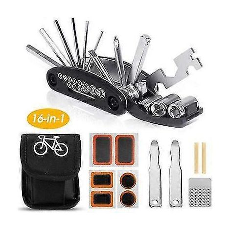 Accessoire vélo 16 en 1 Outils multifonctions de réparation de vélo Kit de réparation de vélo complet en métal (1/4)