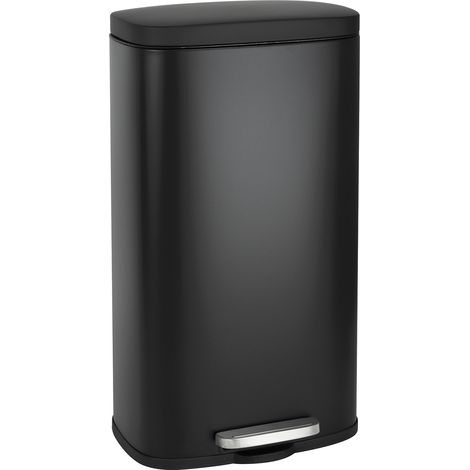 SVITA TQ30 Mülleimer Schwarz 30L Treteimer Abfallbehälter Softclose Deckel (1/5)