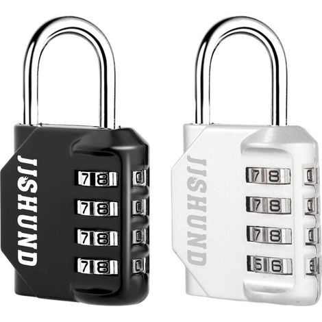 2er-Pack Zahlenschloss Vorhängeschloss 4-stellig Zinklegierung Schwarz/Silber (1/5)