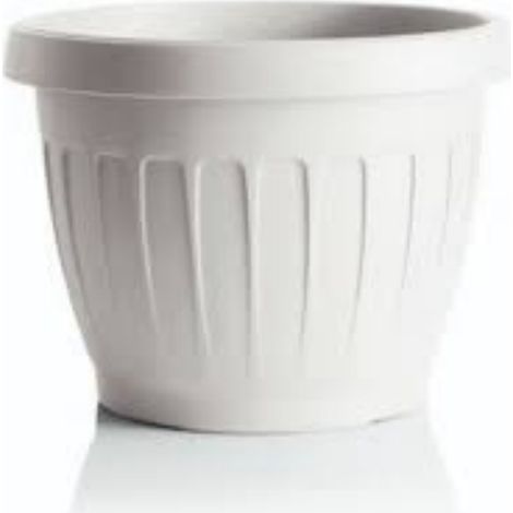 Bama vaso da giardino tondo "TERRA" in plastica 30 cm bianco (1/8)