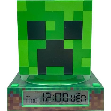 Kids Lizenz Minecraft 3D Lampe Grün mit Wecker (1/3)