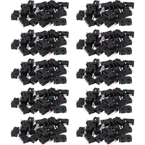 200 unidades de interruptores de límite momentáneos de plástico SPDT de 3 pines, 125 V/250 V CA, 5 A, color negro + plata.