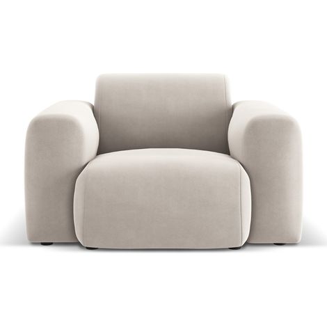 Fauteuil 2 places en velours beige clair (1/5)