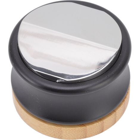 Distributeur de café en alliage d'acier inoxydable, double tête, niveleur à profondeur réglable avec base en bambou 58,5 mm/2,3 pouces (1/5)