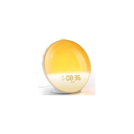 Réveil lumineux – Radio-réveil à double alarme – 7 sons de la nature – Radio FM – (1/5)