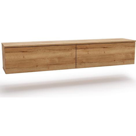 Meuble TV Nicole 160, style scandinave, suspendu, Armoire TV, chene gold craft
