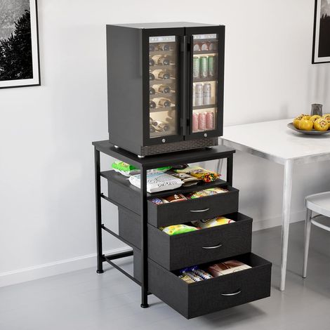 Meuble bas de réfrigérateur avec espace de rangement, 55 x 55 x 75 cm, support de réfrigérateur avec 3 tiroirs, mini support de réfrigérateur pour cuisine, chambre à coucher, bureau, dortoir (1/5)