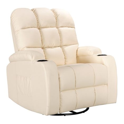 WestWood Leather Massage Sofa Swivel Chair Cinema Recliner Heating Function MLS12 Cream (1/5)