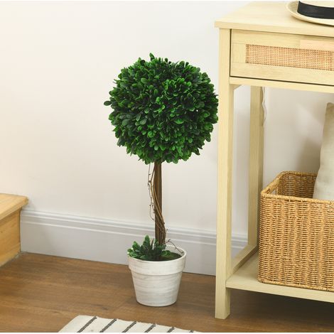 Boj artificial en maceta, lote de 2, Ø 28 cm, H 60 cm, verde, resistente a UV OKMYHOME (1/5)