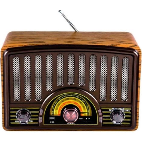 R-1928BT Multibandradio mit Bluetooth-MP3-Lautsprecher, Akku und Lampe für Zuhause und Büro. Dunkelbrauner europäischer Stecker. (1/5)