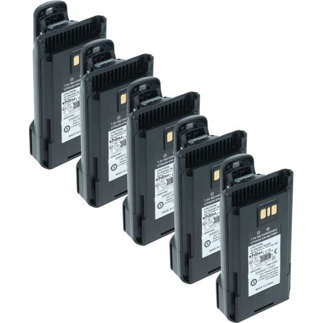vhbw 5x Akku kompatibel mit Yaesu Vertex VX-459, VX-456, VX-454, VX-451 Funkgerät, Walkie Talkie (2600 mAh, 7,4 V, Li-Ion) + Gürtelclip