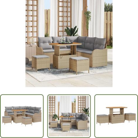 Canapé balcon - Ensemble de canapé de jardin 8 pcs Beige et Gris clair (1/5)
