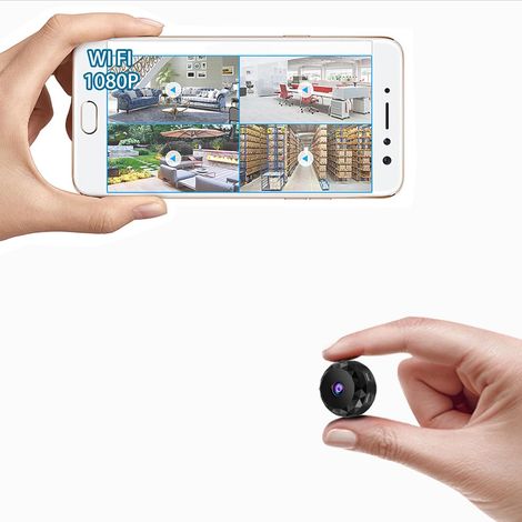 Camera Espion Mini sans Fil WiFi 1080P Caméra Espion Invisible Micro Petite Extérieur Discrete a Distance Maison de Interieur Extérieur Surveillance Enregistrement Black (1/5)