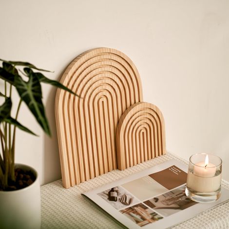 Planche en Bois décorative Arc-en-Ciel Boho, décoratif en Bois pour étagère Murale, étagère Photo, décoration de Table, Commode, pièce, pour Le Salon, Chambre à Coucher, Bureau ou Cuisine, Lot de 2 (1/5)
