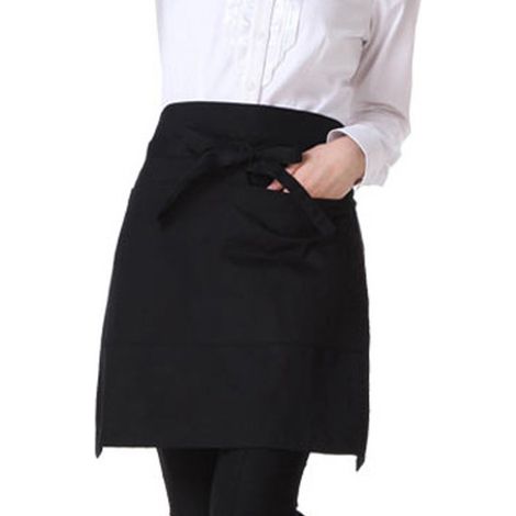 Grembiule da cameriere nero, grembiule da bistrot a metà lunghezza, grembiule lungo per cameriere/cameriera, impermeabile, per uomo e donna