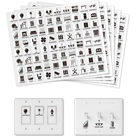 400 étiquette Autocollante pour Interrupteur 39 modèle D'Autocollants pour Interrupteurs Étiquettes Noires pour Tableau de Distribution pour la Maison la Cuisine la Salle de Bain (1/5)