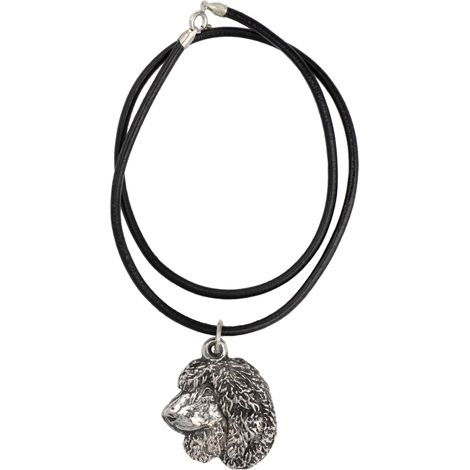 Collana con ciondolo a forma di cane Irish Water Spaniel, placcata in argento, per gli amanti dei cani, gioiello unico di Art-Dog (1/4)