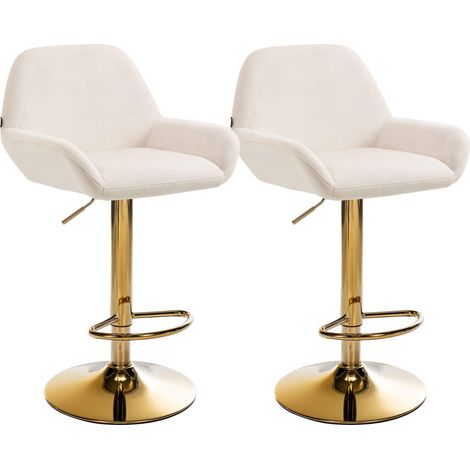 2er Set Barhocker Braga Gold Samt creme