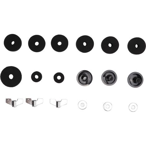 Kit de Remplacement pour Batterie: Patins Anti-Dérapants, Écrous Papillon, Manchons et Rondelles pour Cymbales, Noir (1/5)