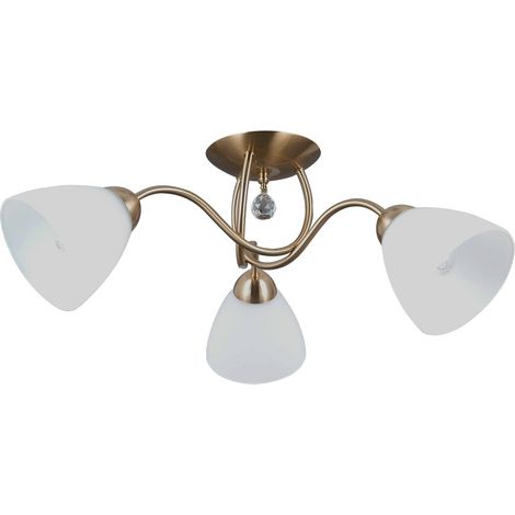 Plafoniera classica oro, bianchi, cristallo 3xE27 Italux Lugano