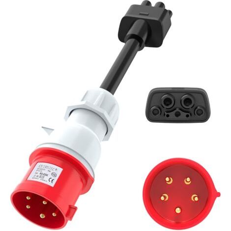 Adaptateur CEE vers Tesla Aiskooc 5 broches, rallonge de câble de charge 32 A/7 kW Gen 2 pour Tesla Model S/3/X/Y, mise à la terre requise pour le fonctionnement