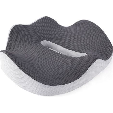Cojín para sillas de ruedas, oficina, cocina, asientos de videojuegos o de coche con espuma viscoelástica para aliviar el dolor de coxis, ciática, espalda, piernas y hemorroides. (1/5)