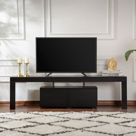 Porta TV con armadi in legno nero 180cm BASI