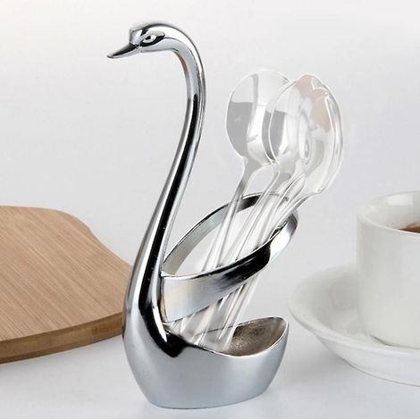 Organisateur de couverts rond et créatif en acier inoxydable avec base en forme de cygne pour la cuisine (1/4)
