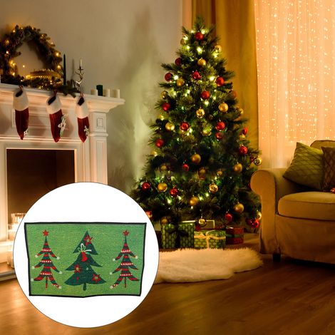 Tapis de Noël antidérapant pour entrée, moelleux et festif, idéal pour salon et porte d'entrée, décoration de sol de fêtes. (1/5)