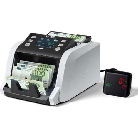 Geldzählmaschine, 1200 Banknoten pro Minute, Banknotenzählmaschine mit Wertzählung, UV/MG/IR/DD/DBL/HLF/CHN-Fälschungserkennung, TFT-Display, für Gemischte Stückelungen von Dollar & Euro (1/5)